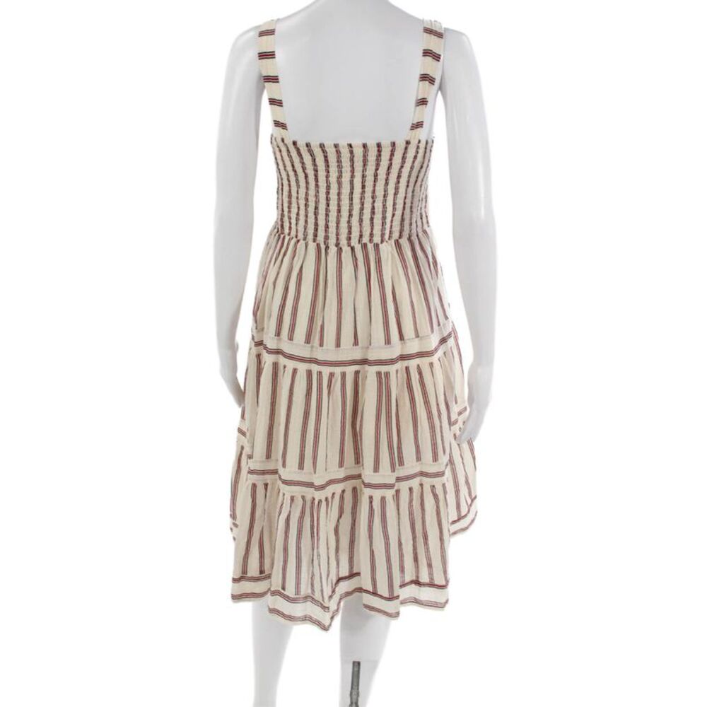 MNG Girls Beige Cotton Striped Sundress Square Neck Sleeveless Size S - Picture 3 of 6